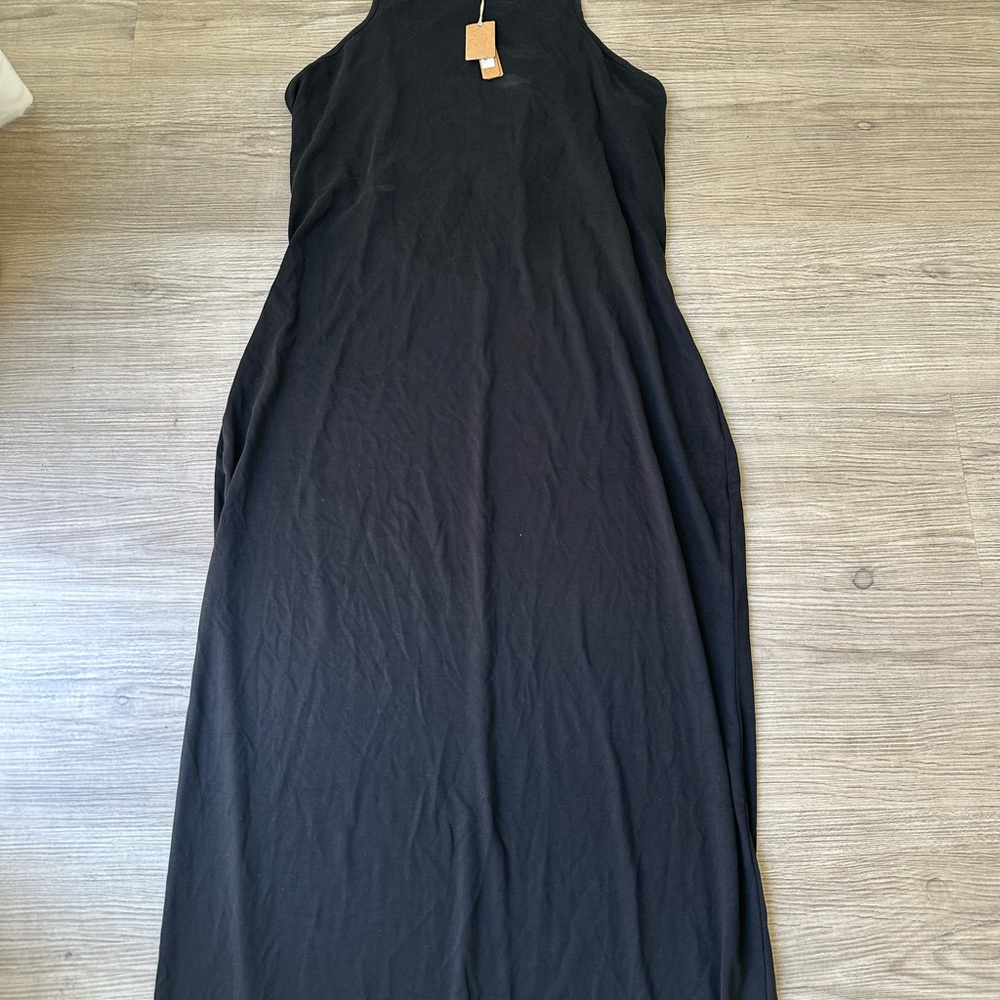 SKIMS Black Halter Sheath Maxi Dress